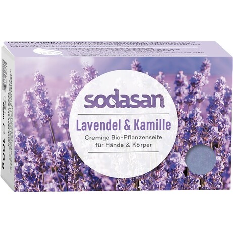 SODASAN. Органическое успокаивающее крем-мыло для лица и тела Лаванда-Ромашка 100 г (4019886190015)