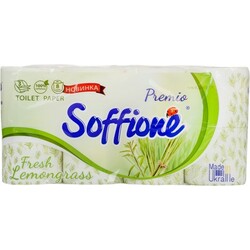 Soffione. Бумага туалетная Fresh Lemongrass, 3-х слойная белая, 150 отрывов, 8 рулонов (833988)