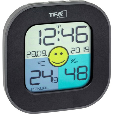 TFA . Термогігрометр цифрової "Fun", чорний, кольоровий дисплей, 88x19x88мм(30505001)