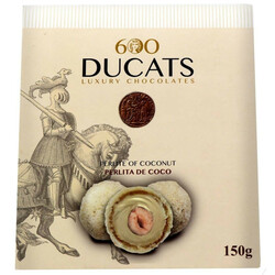 600 Ducats. Конфеты с какао-крем-кокос в белом шоколаде, 150 г (8413463119318)
