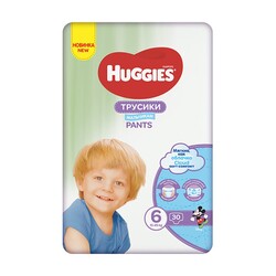 Huggies. Трусики-подгузники Huggies Pants 6 (15-25 кг) для мальчиков 30 шт (5029053564302)