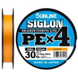Sunline . Шнур Siglon PE х4 300m (оранж.) №1.7-0.223 mm 30lb-13.0 kg(1658.09.56)