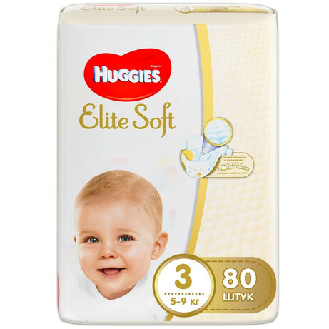 Huggies. Підгузники Huggies Elite Soft 3(5-9кг), 80 шт(546315)