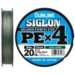 Sunline .  Шнур Siglon PE х4 300m (темн-зел.) №1.2-0.187 mm 20lb-9.2 kg(1658.09.47)