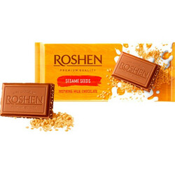 Roshen. Шоколад молочный с сезамом 90г(4823077621888)