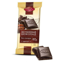 АВК. Шоколад Экстрачерный 67% какао без сахара 90г(4823085707574)