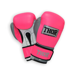 Thor. Перчатки боксерские TYPHOON 10oz .Кожа. розово-бело-серые (7200802722107)