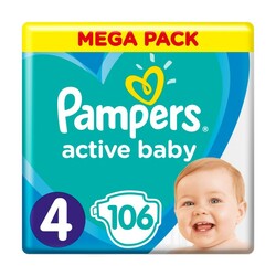 Pampers. Подгузники Pampers Active Baby-Dry Размер 4 (Maxi) 9-14 кг,  106 шт (8001090951014)