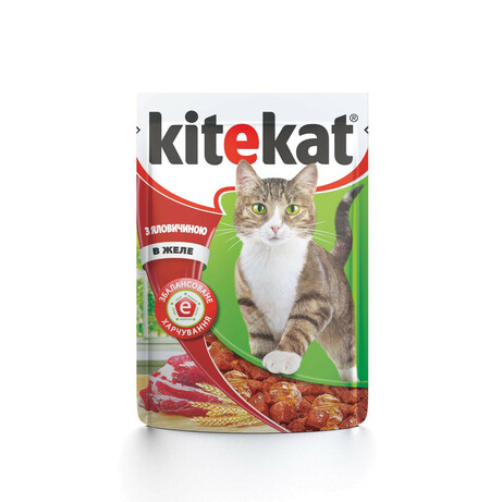 Kitekat. Влажный корм для котов с говядиной в желе 100 г (4770608252403)