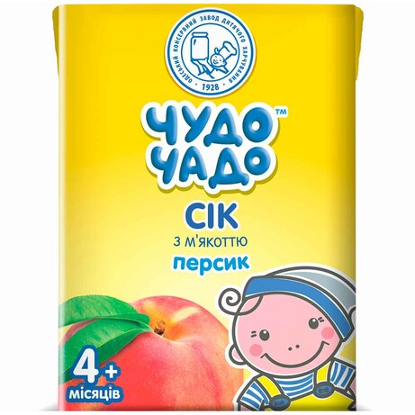 Чудо-Чадо. Сок персиковый с мякотью и витамином С, , 4мес+, 200 мл. (4820016251687)
