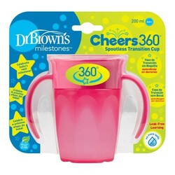 Dr. Brown's. Чашка 360° с ручками, 200 мл, цвет розовый (TC71003-INTL)