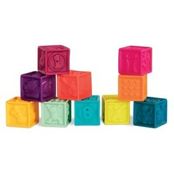 Battat.  Развивающие силиконовые кубики - ПОСЧИТАЙ-КА! (10 кубиков, в сумочке, мягкие цвета) (BX1481