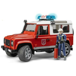 BRUDER. Пожарный джип Bruder Land Rover Defender с фигуркой пожарного, 28 см. арт.36896 (025960)