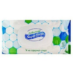 Superfresh. Вологі серветки Antibacterial з клапаном, 72 шт(4823071630510)