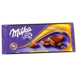 Milka. Шоколад молочный с целым миндалем 90гр (7622210433497)
