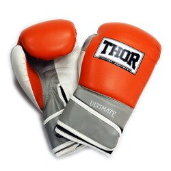 Thor. Перчатки боксерские ULTIMATE 14oz PU оранжево-бело-серые (7000339680280)