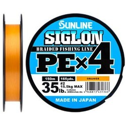 Sunline .  Шнур Siglon PE х4 150m (оранж.) №2.0-0.242mm 35lb-15.5kg(1658.09.36)