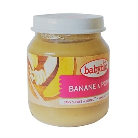 BABYBIO. Детское пюре из Органического яблока и банана с 4 месяцев 130 г (3288131500775)