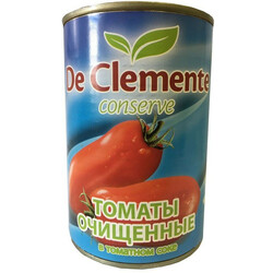 De Clemente. Томаты целые очищенные в томатном соку 400 гр (8017477090108)