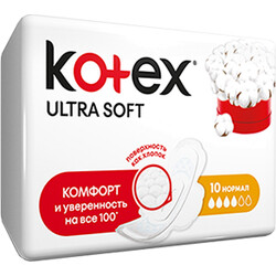 Kotex. Гигиенические прокладки Ультра Софт Нормал 4 капель, 10 шт.(542669)