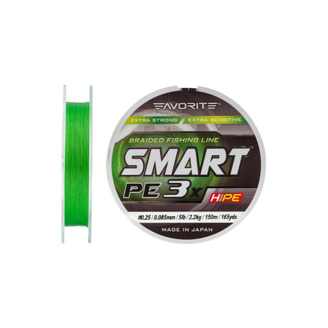 Favorite.  Шнур Smart PE 3x 150м (l.green) №0.25/0.085 mm 5lb/2.2 kg (1693.10.62)