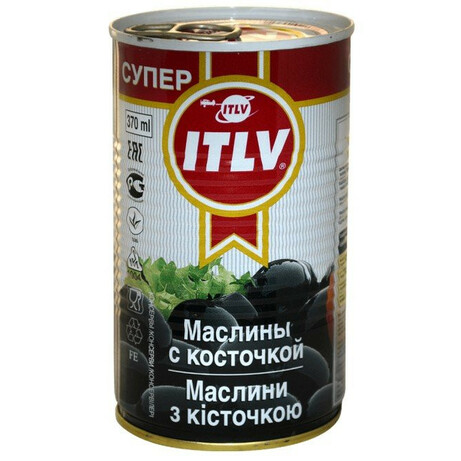 ITLV. Оливки Супер черные с косточкой 370 мл(8428507031396)