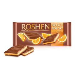 Roshen. Шоколад молочный с апельсиновой нугой 90г(4823077622991)