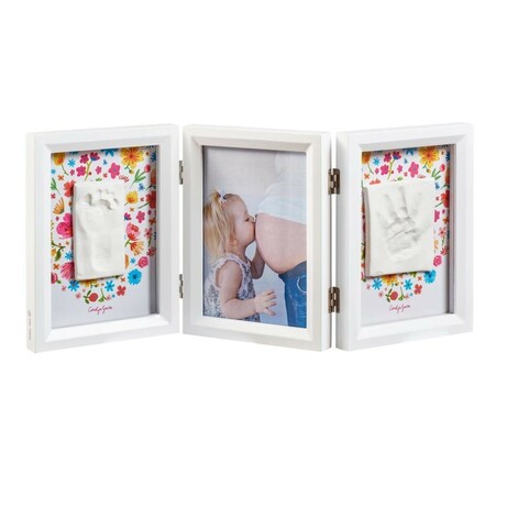 Baby Art.  Рамочка тройная с отпечатками малыша Белая двухсторонняя (3601092500)