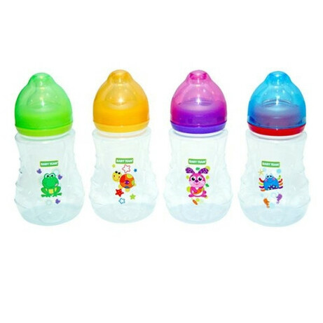 Baby Team. Пляшка з широким горлом і силіконовою соскою Baby Team 0мес+ 250 мл(1430)