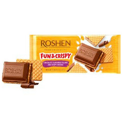 Roshen. Шоколад молочный с шоколадной начинкой и вафлей 105 гр(4823077625732)