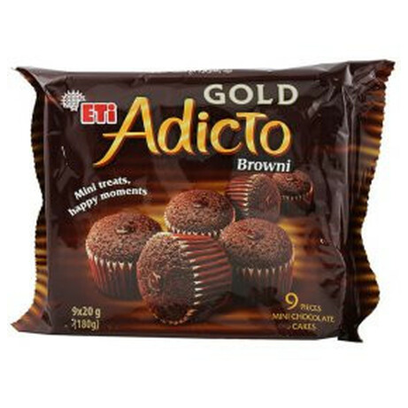 Eti. Кекс Gold Adicto Browni Mini шоколадные с шоколадной начинкой 9 шт х 20 гр(8690526106687)