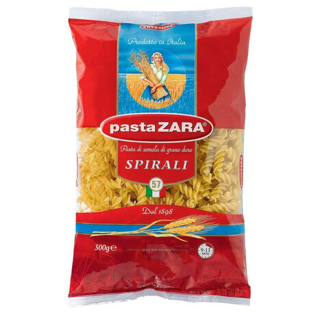 Pasta Zara. Изделия макаронные  Pasta ZARA Паста Спирали 500 г (8004350130570)