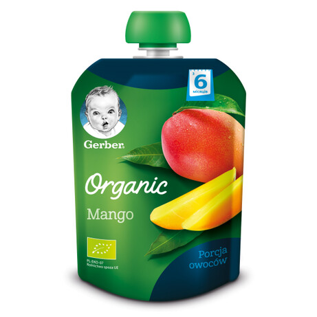 Gerber Organic. Пюре "Органічне манго", 90 г, 6м + (7613036088145))
