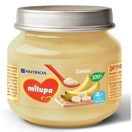 Milupa. Пюре Milupa банан (4m+), 100 г. (003195)