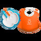 Babybjorn. Детский набор посуды: тарелка, приборы, нагрудник (оранжевый-бирюзовый),4мес+ (78082)