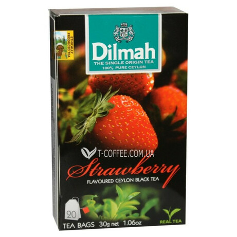Dilmah. Чай черный Dilmah Клубника 20*1,5г в уп(9312631142228)