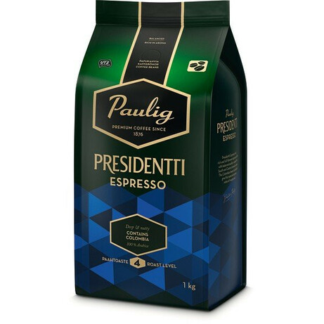 Paulig.  Кава Paulig Presidentti Espresso зернова 1 кг(6411301169336)