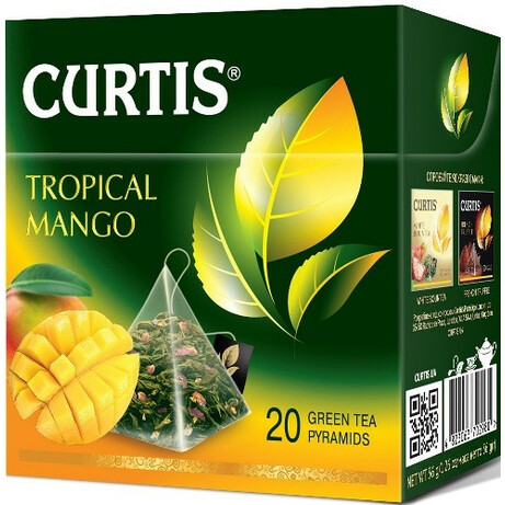 Curtis. Чай зеленый Curtis Тропический Манго в пирамидках 20шт * 1,8г (4820198800017)