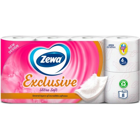 Zewa. Туалетная бумага 4-слойная Exclusive Ultra Soft 8 шт-150 листов (7322541191041)