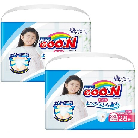 Goo.N. Трусики XXL  (13-25 кг) для девочек, mega pack, 2x28 шт. (4902011751437)