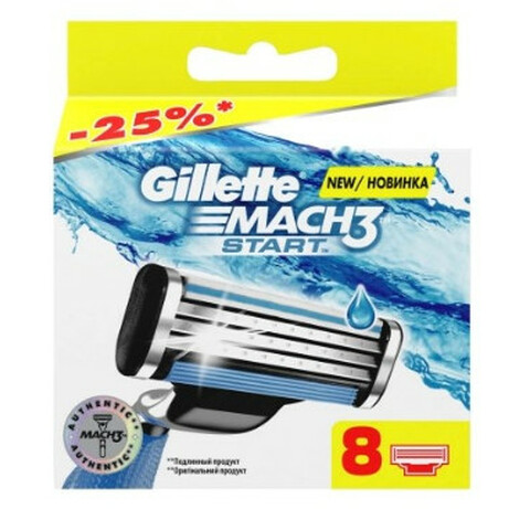 Gillette.Картрідж для гоління Gillette Mach3 Start  8шт в уп   (7702018462575)