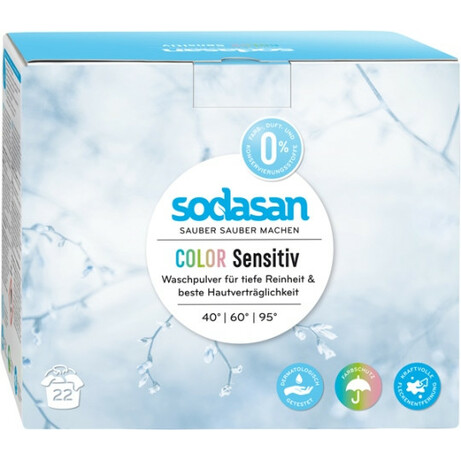Sodasan.Пральний порошок Color sensitive для дитячої білизни, для білих і кольорових речей. 1,2 кг(4019886050401)