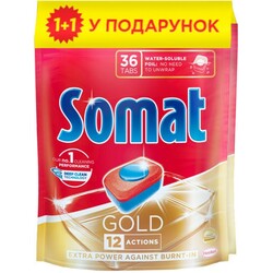 Somat. Таблетки для посудомоечной машины Somat Gold 36 шт 1+1 (9000101405811)