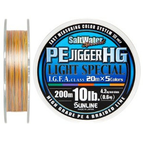 Sunline .  Шнур PE JIGGER HG Light Special 200м 0.128мм 10LB (1658.03.91)