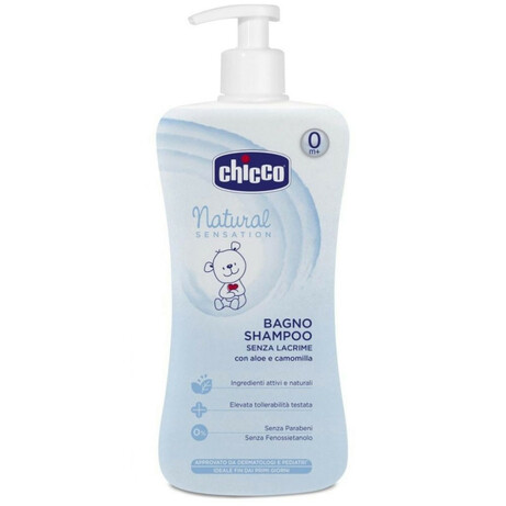 Chicco. Шампунь для ванни "Chicco Natural Sensation" Без сліз, з дозатором, 500 мл(8058664066605)
