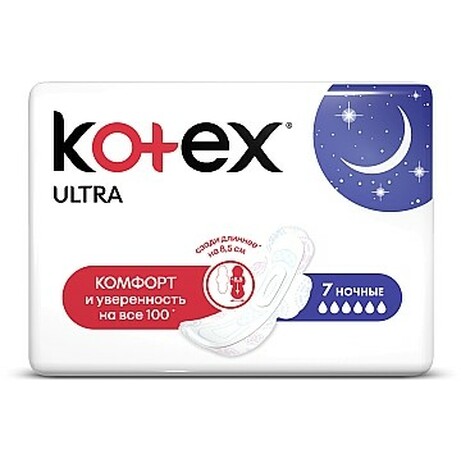 Kotex. Гігієнічні прокладення Ultra Dry&Soft Night 7шт(5029053540108)