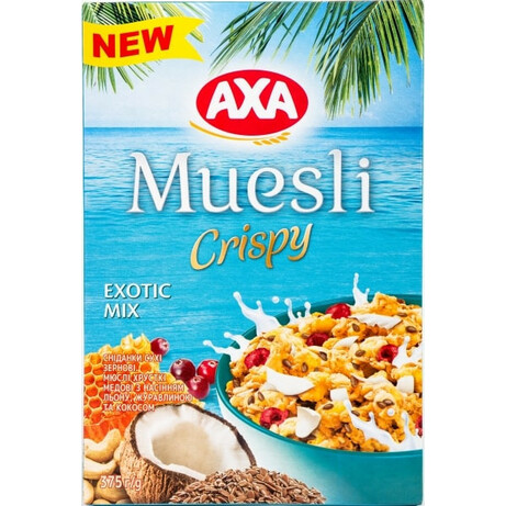 AXA. Мюсли с семенами льна, клюквой и кокосом, 375 г. (4820008127563)