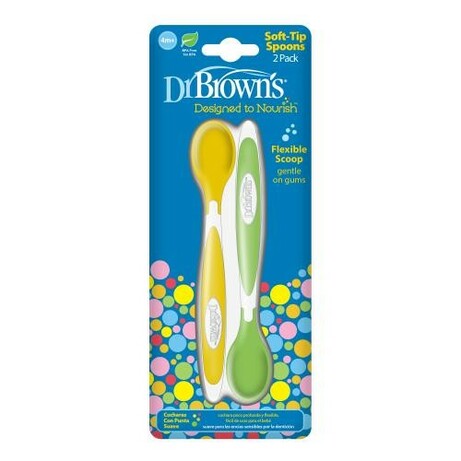 Dr. Brown's.  Дитячі ложки, 2 шт. в упаковці(жовта, зелена) (TF011 - P3)