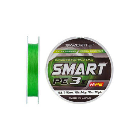 Favorite.  Шнур Smart PE 3x 150м (l.green) №0.6/0.132 mm 12lb/5.4 кг (1693.10.66)