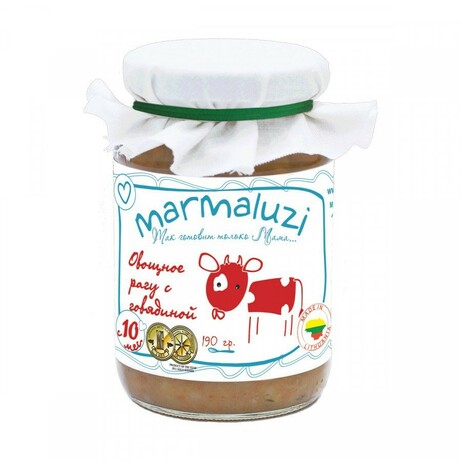 Marmaluzi. Овощное рагу с говядиной, 190г (140063)